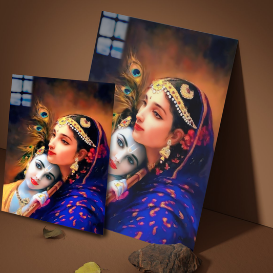 Yashoda and krishna - Premium Metal Poster
