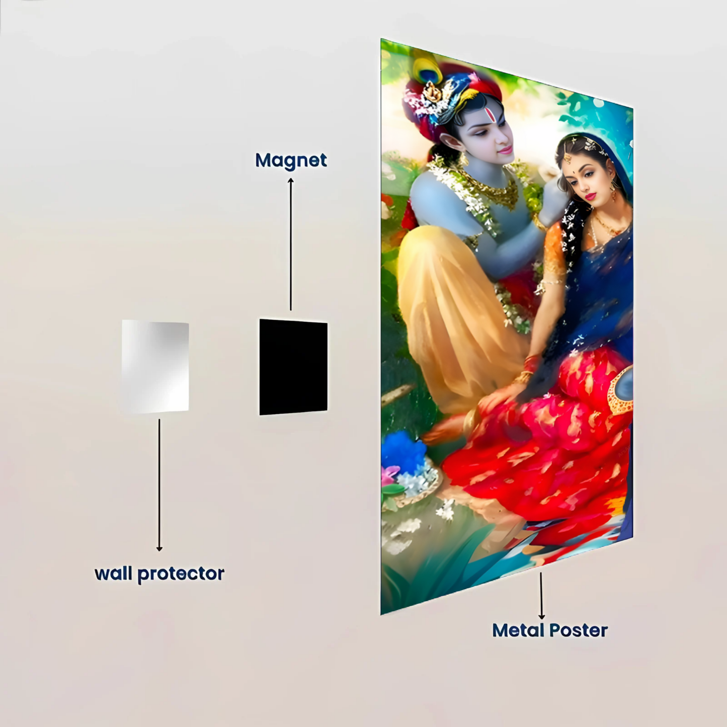 Radha Krishna - Premium Metal Poster