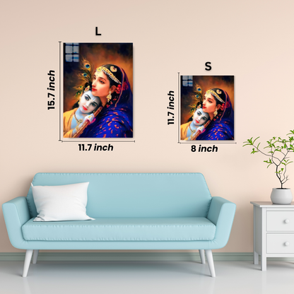 Yashoda and krishna - Premium Metal Poster