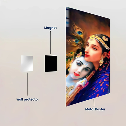 Yashoda and krishna - Premium Metal Poster